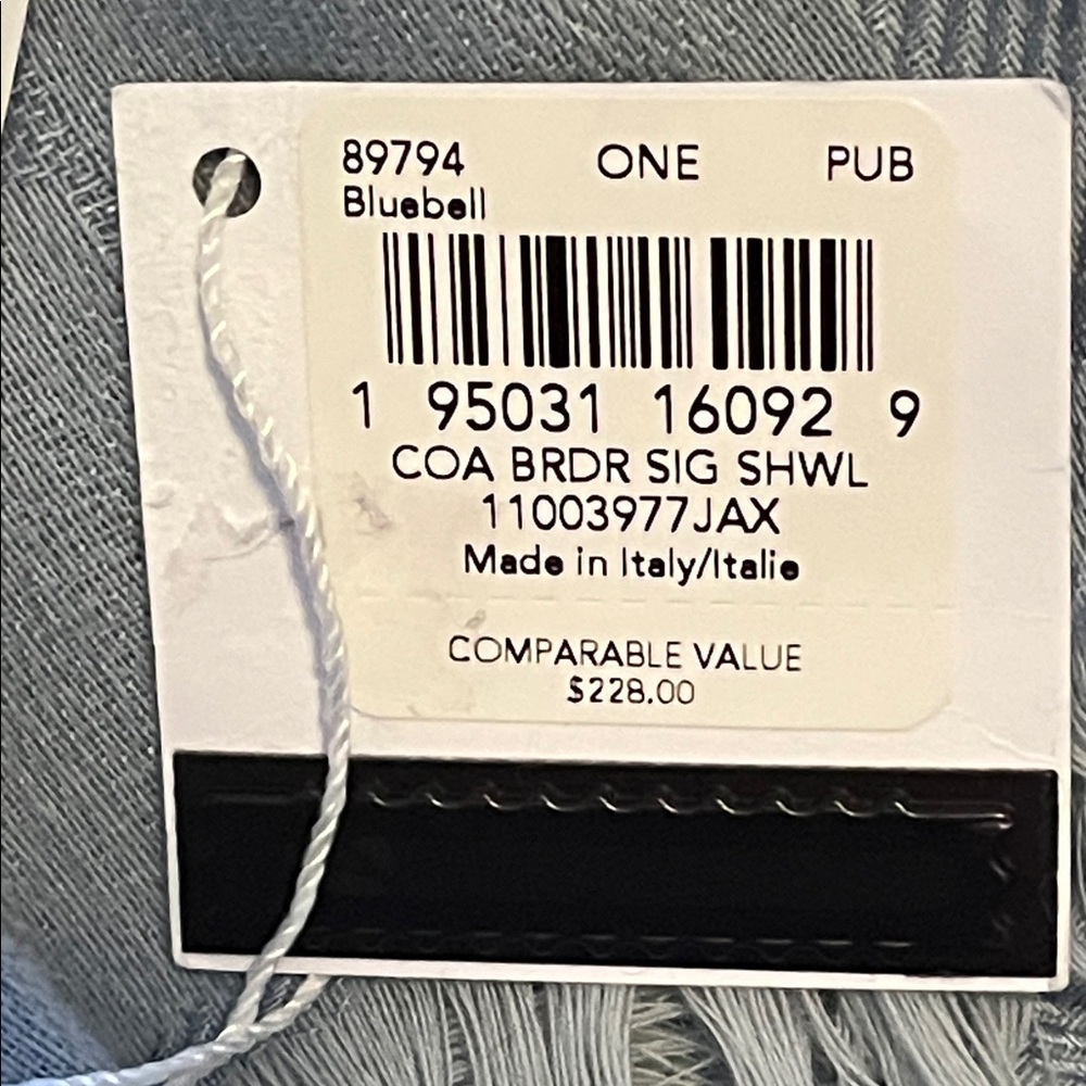 Coach Light Blue Fringe Shawl - Picture 10 of 10